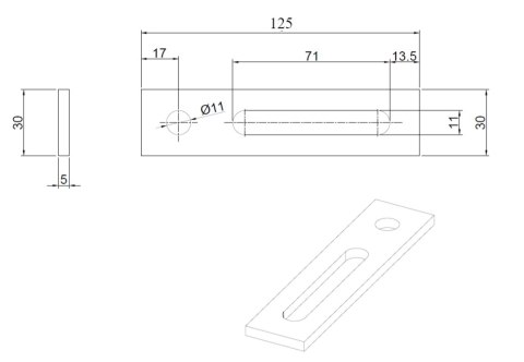 Adapter montażowy 125*30*4*11mm - 10szt