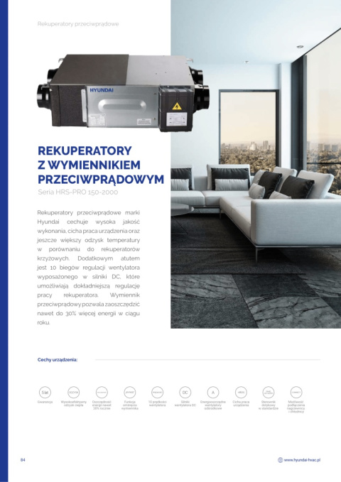 HYUNDAI Rekuperator Przeciwprądowy HRS-PRO250 HYUNDAI Rekuperator Przeciwprądowy HRS-PRO250