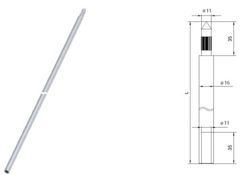 Pręt odgromowy uziom L-1500 Przedłużka Fi-16 (1.50mtr.) Pręt odgromowy uziom L-1500 Przedłużka Fi-16 (1.50mtr.)