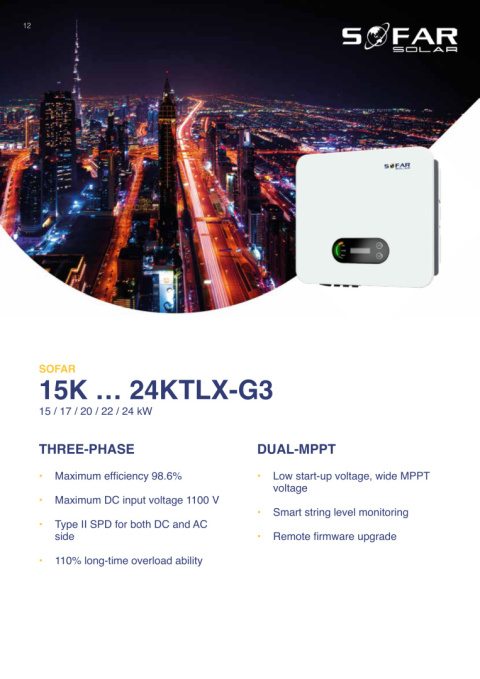 SOFAR 15KTL-X-G3 Trzy fazowy 2xMPPT SOFAR 15KTL-X-G3 Trzy fazowy 2xMPPT