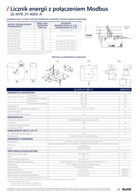 SolarEdge SECT-SPL-100A-A Przekładnik prądowy, 100A SolarEdge SECT-SPL-100A-A Przekładnik prądowy, 100A