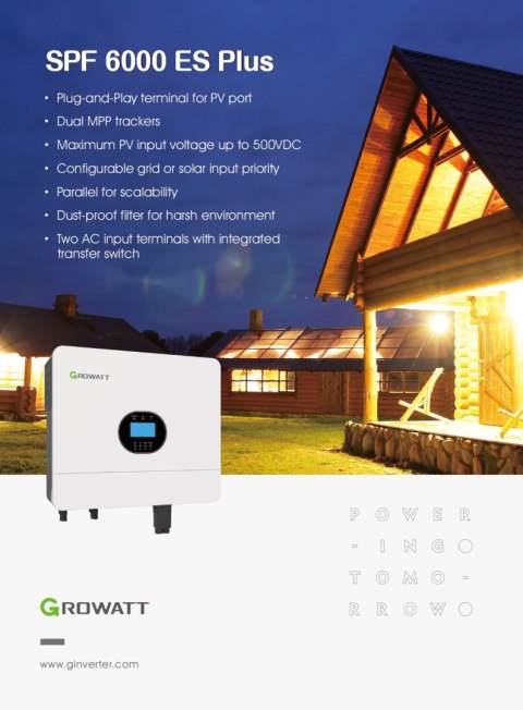 GROWATT Falownik Off-grid SPF 6000ES PLUS, 48VDC MPPT 100A, WiFi GROWATT Falownik Off-grid SPF 6000ES PLUS, 48VDC MPPT 100A, WiFi