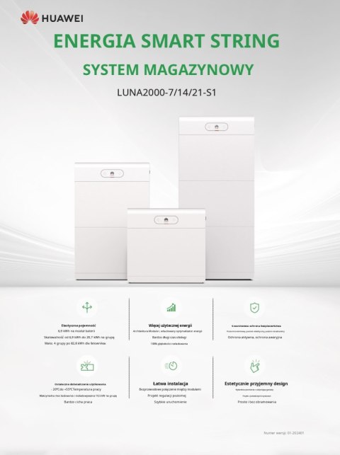 HUAWEI Magazyn energii LUNA2000-14-S1 14kWH (2 X LUNA2000-7-E1 + LUNA2000-10KW-C1) HUAWEI Magazyn energii LUNA2000-14-S1 14kWH (2 X LUNA2000-7-E1 + LUNA2000-10KW-C1)