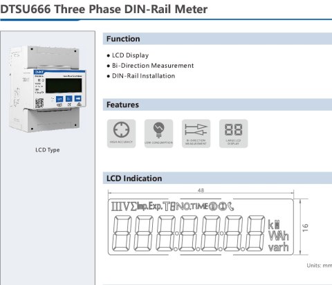 Chint DTSU666 dreiphasiger, bidirektionaler Vier-Quadranten-Elektrizitätszähler mit Netzanalysatorfunktionen. Chint DTSU666 dreiphasiger, bidirektionaler Vier-Quadranten-Elektrizitätszähler mit Netzanalysatorfunktionen.