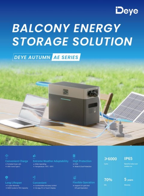 DEYE All In One AE-FS2.0-2H2 (1000W Wechselrichter + 2kWh Batterie) Niederspannung