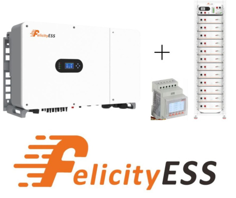 Felicity: Zestaw Inwerter hybrydowy T-REX-50KHP3G01 + Zestaw Bateria FLH48100UMG1 61.44kWh+Smart Meter (wysokonapięciowy) Felicity: Zestaw Inwerter hybrydowy T-REX-50KHP3G01 + Zestaw Bateria FLH48100UMG1 61.44kWh+Smart Meter (wysokonapięciowy)