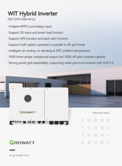 GROWATT Falownik hybrydowy WIT-30K-XHU 3-fazowy GROWATT Falownik hybrydowy WIT-30K-XHU 3-fazowy