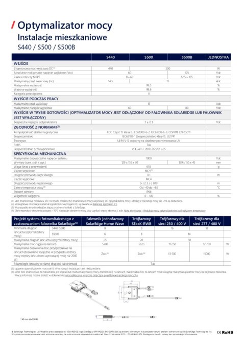 SolarEdge Optymalizator S500B-1G M4M RM (kabel 0,1m/2,3m) SolarEdge Optymalizator S500B-1G M4M RM (kabel 0,1m/2,3m)