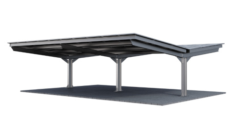 Wiaty / Carport T1 z konstrukcją pod PV (Rozstaw podpór 5m) Wiaty / Carport T1 z konstrukcją pod PV (Rozstaw podpór 5m)