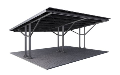 Wiaty / Carport T2 z konstrukcją pod PV (Rozstaw podpór 5m) Wiaty / Carport T2 z konstrukcją pod PV (Rozstaw podpór 5m)