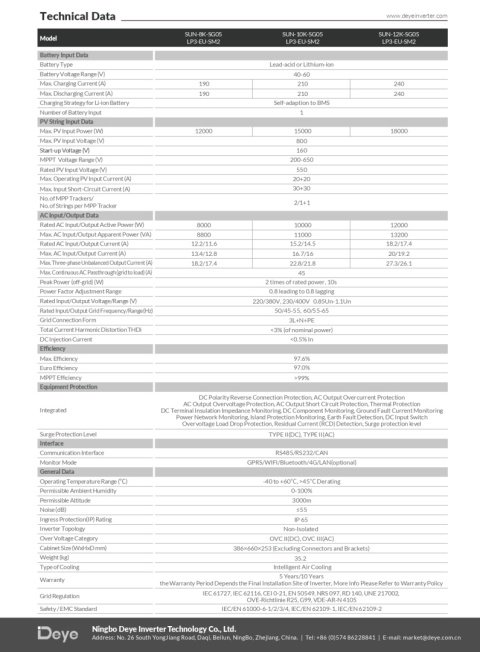 DEYE Dreiphasiger Hybrid-Wechselrichter SUN-12K-SG05LP3-EU(Niederspannung) DEYE Dreiphasiger Hybrid-Wechselrichter SUN-12K-SG05LP3-EU(Niederspannung)