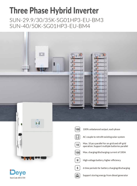 DEYE Falownik hybrydowy SUN-35K-SG01HP3-EU 3-fazowy (wysokonapięciowy)