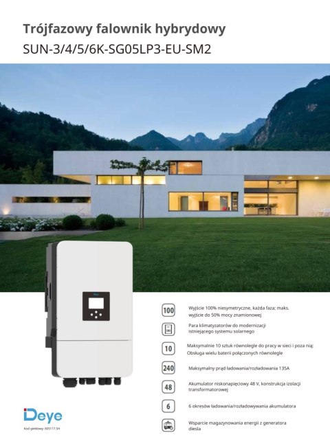 DEYE Dreiphasiger Hybrid-Wechselrichter SUN-6K-SG05LP3-EU-SM2 (Niederspannung) DEYE Dreiphasiger Hybrid-Wechselrichter SUN-6K-SG05LP3-EU-SM2 (Niederspannung)