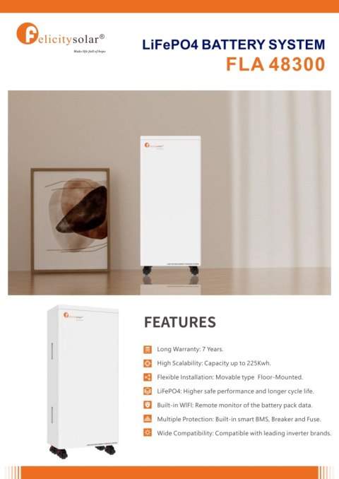 Felicity Bateria FLA48300 15kWh 51,2V (IP21) (niskonapięciowy) Felicity Bateria FLA48300 15kWh 51,2V (IP21) (niskonapięciowy)