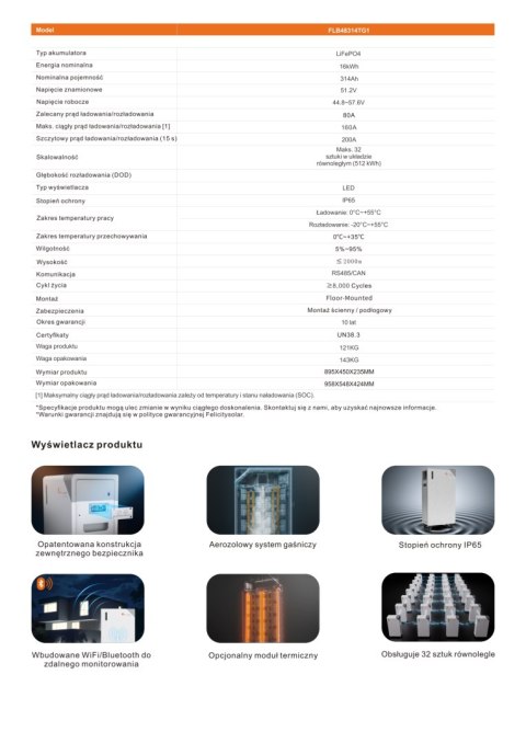 Felicity Bateria FLB48314TG1 16kWh 51,2V (IP65) (niskonapięciowy) Felicity Bateria FLB48314TG1 16kWh 51,2V (IP65) (niskonapięciowy)