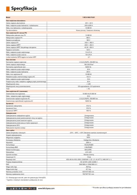 Felicity Hybrid Inverter T-REX-10KLP3G01 3-phase (low voltage) Felicity Hybrid Inverter T-REX-10KLP3G01 3-phase (low voltage)