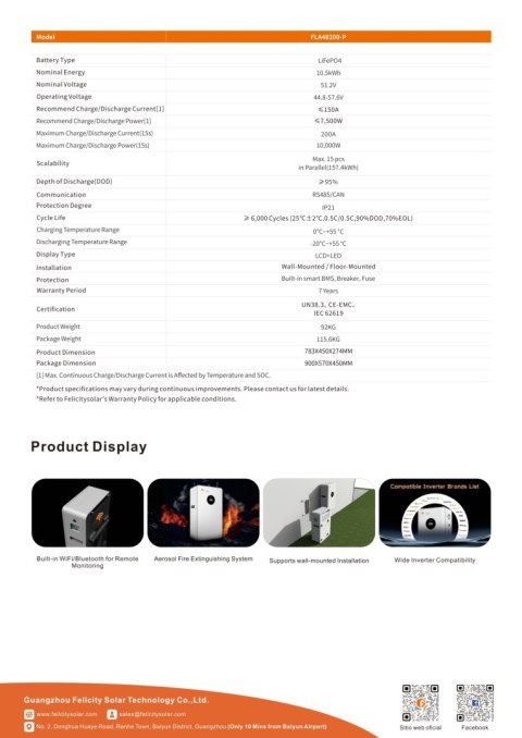 Felicity Battery FLA48200 10.5kWh 51.2V (IP21) (low voltage) Felicity Battery FLA48200 10.5kWh 51.2V (IP21) (low voltage)