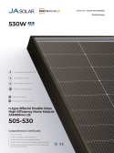 JA SOLAR JAM60D42 BIFACIAL 530W LB Black Frame (N-Type) MC4JA SOLAR JAM60D42 BIFACIAL 530W LB Black Frame (N-Type) MC4