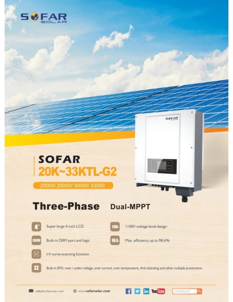 SOFAR 3300TL-G3 Jeden fazowy 1xMPPT SOFAR 3300TL-G3 Jeden fazowy 1xMPPT