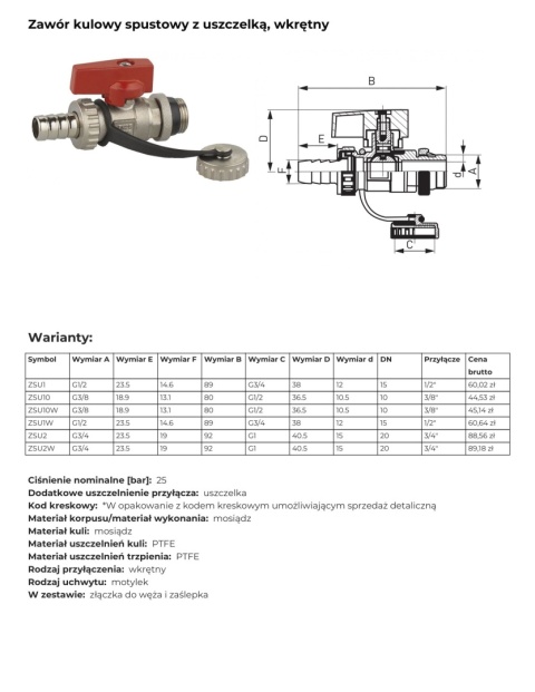 3/4'' Ablasskugelhahn mit Dichtung