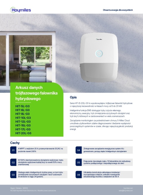 HOYMILES Falownik hybrydowy HIT-10L-G3 (3-fazowy) (niskonapięciowy)