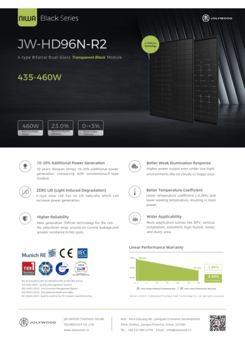 JOLYWOOD JW-HD-96N-460W R2 BIFACIAL Full black (N-type)