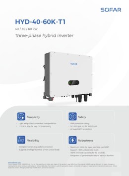 SOFAR Inwerter hybrydowy HYD-50K-T1 3-fazowy 4xMPPT