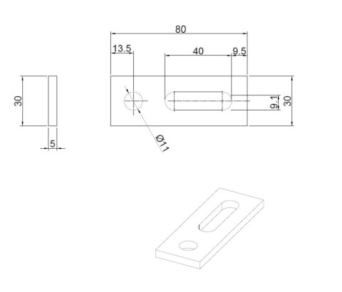 Adapter montażowy 80*30*5*11mm Adapter montażowy 80*30*5*11mm