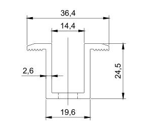 Klema środkowa Dł: 50 mm z pinami uziemiającymi anodowana czarna Klema środkowa Dł: 50 mm z pinami uziemiającymi anodowana czarna