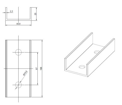 Łącznik szyn montażowych L:100mm