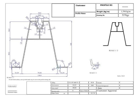 Mostek Trapezowy Wys=100mm L:330mm bez EPDM