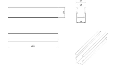 Mostek Trapezowy na Wpust przesuwny M8 L:400mm z EPDM Mostek Trapezowy na Wpust przesuwny M8 L:400mm z EPDM