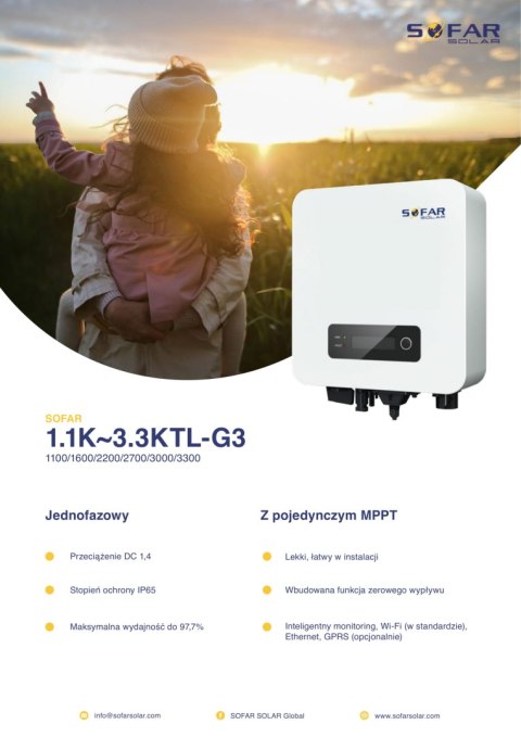 SOFAR 2700TL-G3 Jeden fazowy 1xMPPT