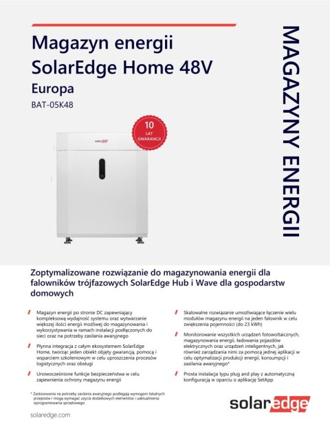 SolarEdge Home Battery 48V 23kWh zestaw(zawiera 4*kable,1*obudowa górna, 1*podstawę) SolarEdge Home Battery 48V 23kWh zestaw(zawiera 4*kable,1*obudowa górna, 1*podstawę)