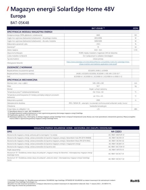 SolarEdge Home Battery 48V 9,2kWh zestaw (zawiera 1*kable,1*obudowa górna, 1*podstawę)