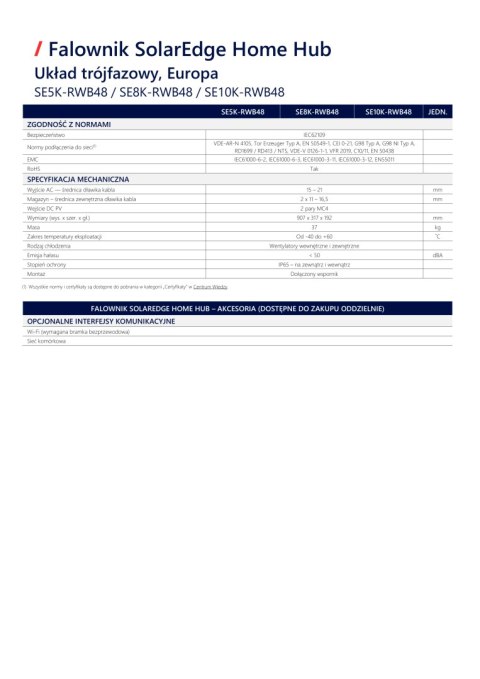 SolarEdge SE8K HOME HUB, HYBRYDOWY 3-fazowy (RWB48BFN4) SolarEdge SE8K HOME HUB, HYBRYDOWY 3-fazowy (RWB48BFN4)