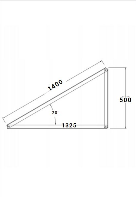 Ekierka / Trójkąt montażowy 20° orientacja pionowa Ekierka / Trójkąt montażowy 20° orientacja pionowa