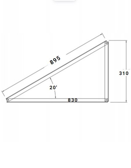 Ekierka / Trójkąt montażowy 20° orientacja pozioma