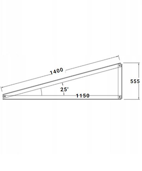 Ekierka / Trójkąt montażowy 25° orientacja pionowa Ekierka / Trójkąt montażowy 25° orientacja pionowa