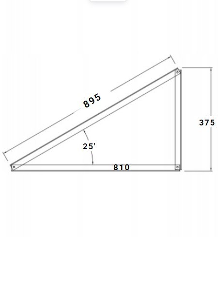 Ekierka / Trójkąt montażowy 25° orientacja pozioma Ekierka / Trójkąt montażowy 25° orientacja pozioma