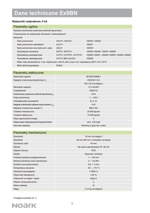 NOARK Wyłącznik nadprądowy 3P Typ B 25A 6kA AC (100055) NOARK Wyłącznik nadprądowy 3P Typ B 25A 6kA AC (100055)