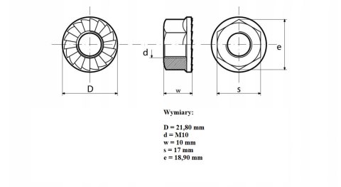 Nakrętka kołnier.ząbkowana M10 A2 Nakrętka kołnier.ząbkowana M10 A2