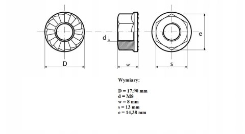 Nakrętka kołnier.ząbkowana M8 A2