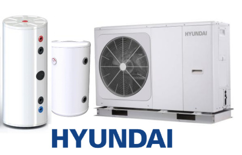 Zestaw Pompa Ciepła HYUNDAI Monoblok 8kW + Zbiornik buforowy SL 130L + SOLITANK Zasobnik stojący CWU 245L z wężownicą 3.83m2